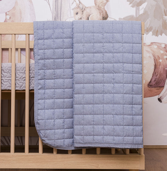 Colcha para Berço Chambre Quadradinho - Azul Mescla