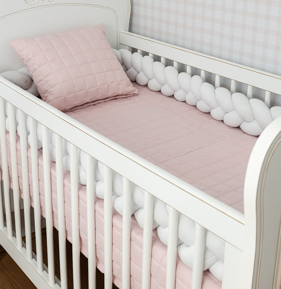 Colcha para Berço Chambre Quadradinho - Rosa Nuvem