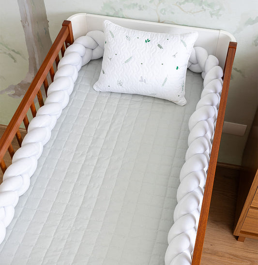 Colcha com Elástico para Berço Quadradinho Chambre - Verde Mescla