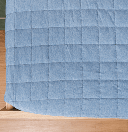 Colcha de Solteiro com Elástico Quadradinho Chambre - Azul Mescla