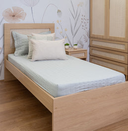 Colcha de Solteiro com Elástico Quadradinho Chambre - Verde Mescla