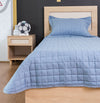 Kit Colcha Solteiro Quadradinho Chambre - Azul Mescla