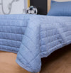 Kit Colcha Solteiro Quadradinho Chambre - Azul Mescla