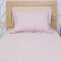 Kit Colcha Solteiro Quadradinho Chambre - Rosa Nuvem