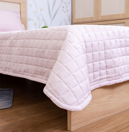 Kit Colcha Solteiro Quadradinho Chambre - Rosa Nuvem