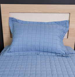 Porta Travesseiro Quadradinho Chambre 50x70cm - Azul Mescla