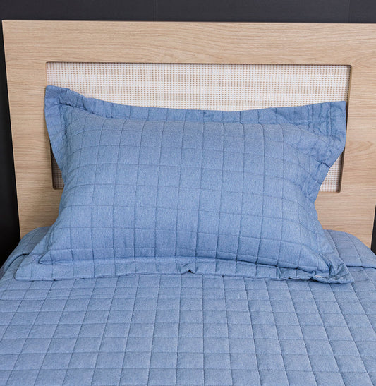 Porta Travesseiro Quadradinho Chambre 50x70cm - Azul Mescla