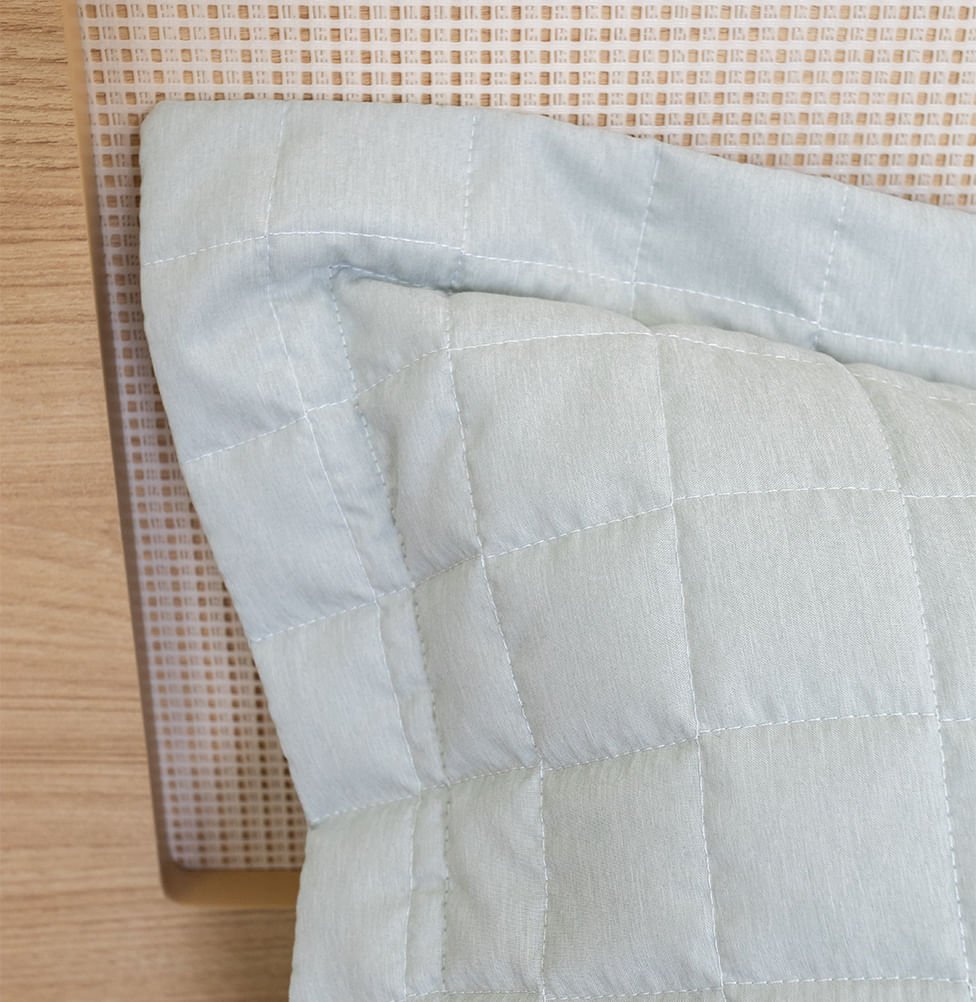 Porta Travesseiro Quadradinho Chambre 50x70cm - Verde Mescla