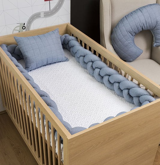 Trança 4m para Berço e Cama Quadradinho Chambre - Azul Mescla