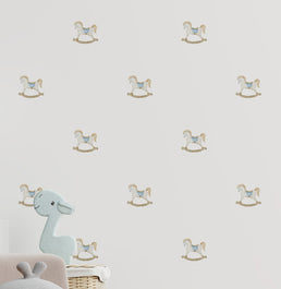 Papel de Parede Cavalinho de Pau Aquarela Azul