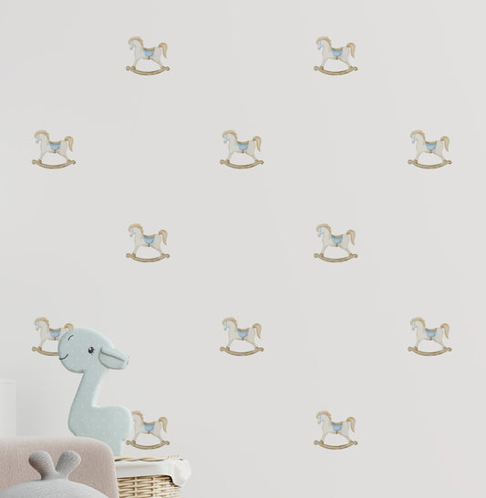 Papel de Parede Cavalinho de Pau Aquarela Azul