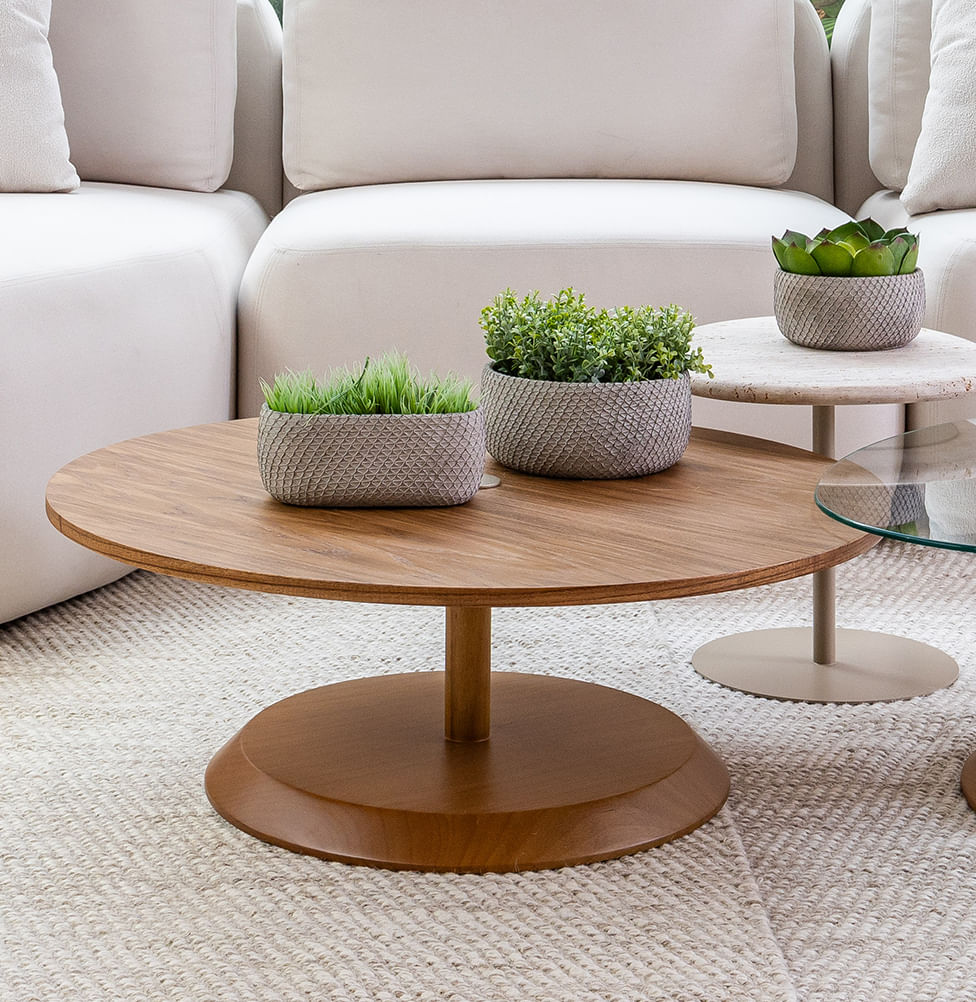 Mesa de Centro Roma Redonda - Madeira Damasco