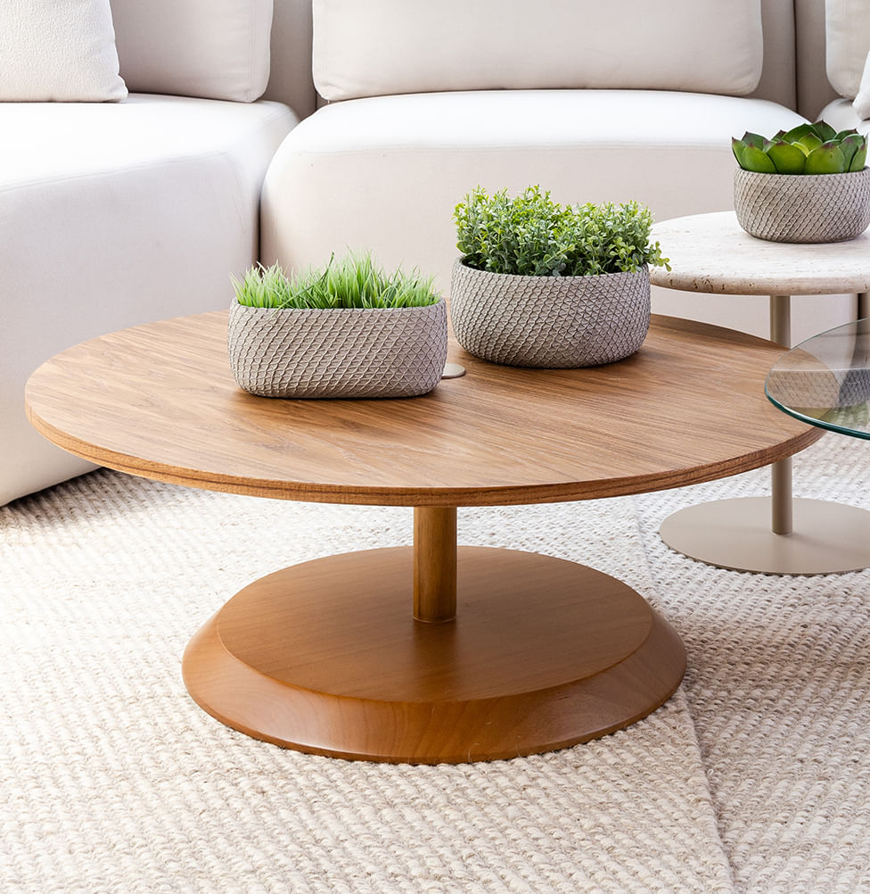 Mesa de Centro Roma Redonda - Madeira Damasco