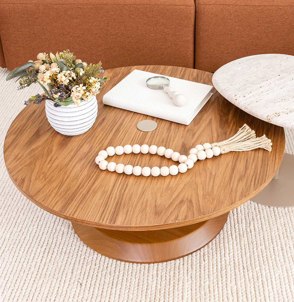 Mesa de Centro Roma Redonda - Madeira Damasco