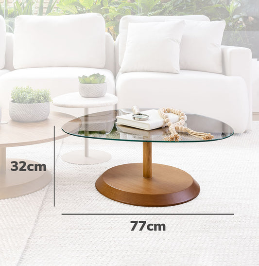 Mesa de Centro Roma Orgânica Com Vidro - Madeira Damasco