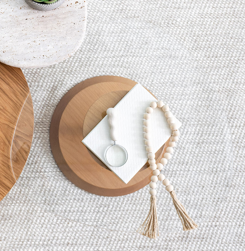 Mesa de Centro Roma Orgânica Com Vidro - Madeira Damasco