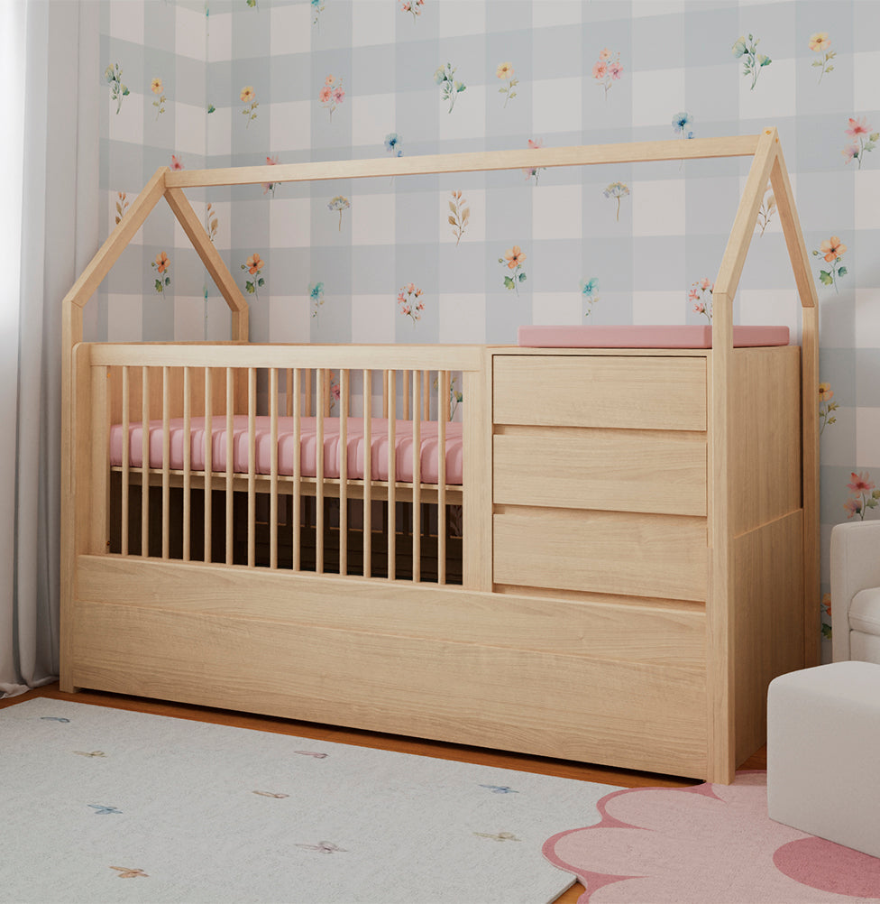 Berço Go Com Casinha Multifuncional 6 em 1 - Carvalho