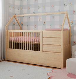 Berço Go Com Casinha Multifuncional 6 em 1 - Carvalho