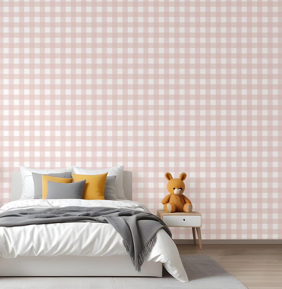 Papel de Parede Xadrez Rosa