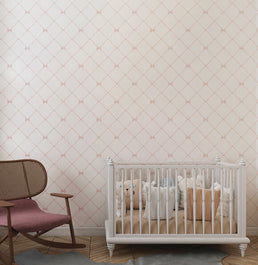 Papel de Parede Laços e Fitas Aquarela Rosa