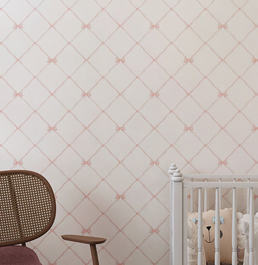 Papel de Parede Laços e Fitas Aquarela Rosa