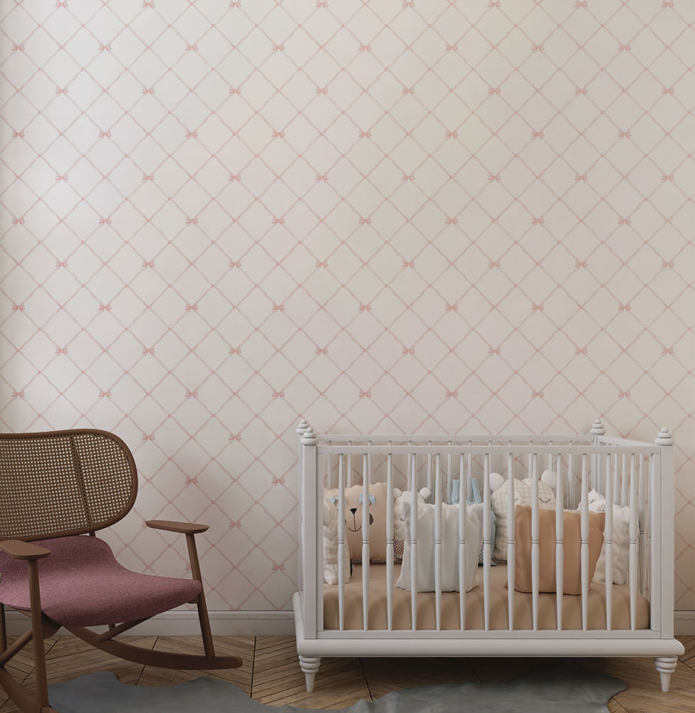 Papel de Parede Laços e Fitas Aquarela Rosa