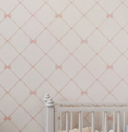 Papel de Parede Laços e Fitas Aquarela Rosa