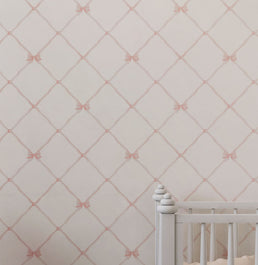 Papel de Parede Laços e Fitas Aquarela Rosa