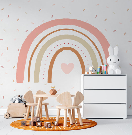 Papel de Parede Arco Íris Aquarela Com Granulados Cobre - Mural