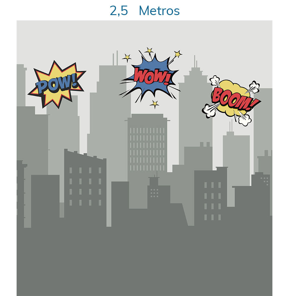 Papel de Parede Prédios Heróis Cinza - Mural