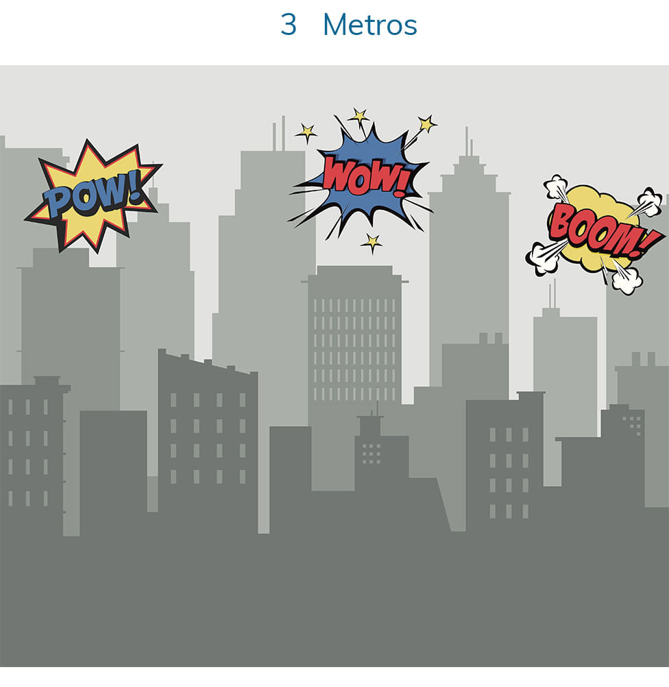 Papel de Parede Prédios Heróis Cinza - Mural