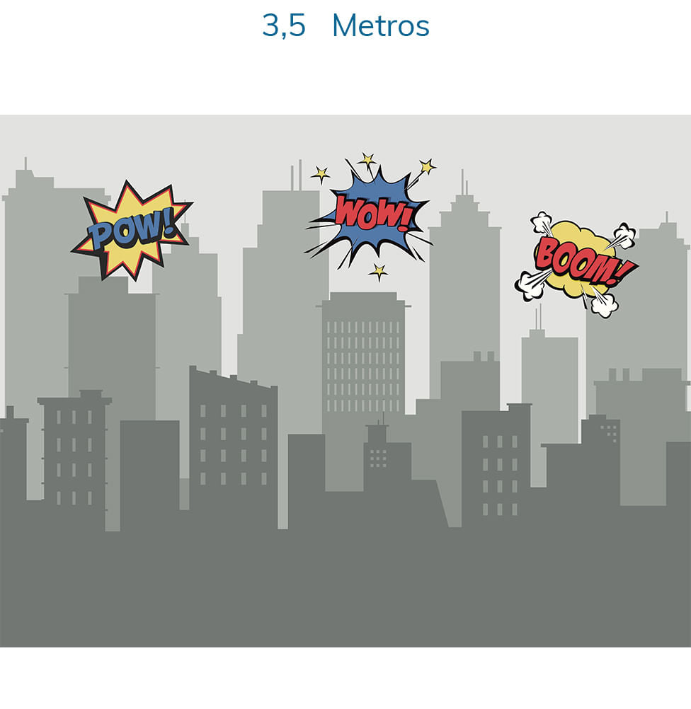 Papel de Parede Prédios Heróis Cinza - Mural