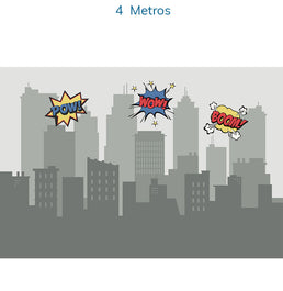 Papel de Parede Prédios Heróis Cinza - Mural