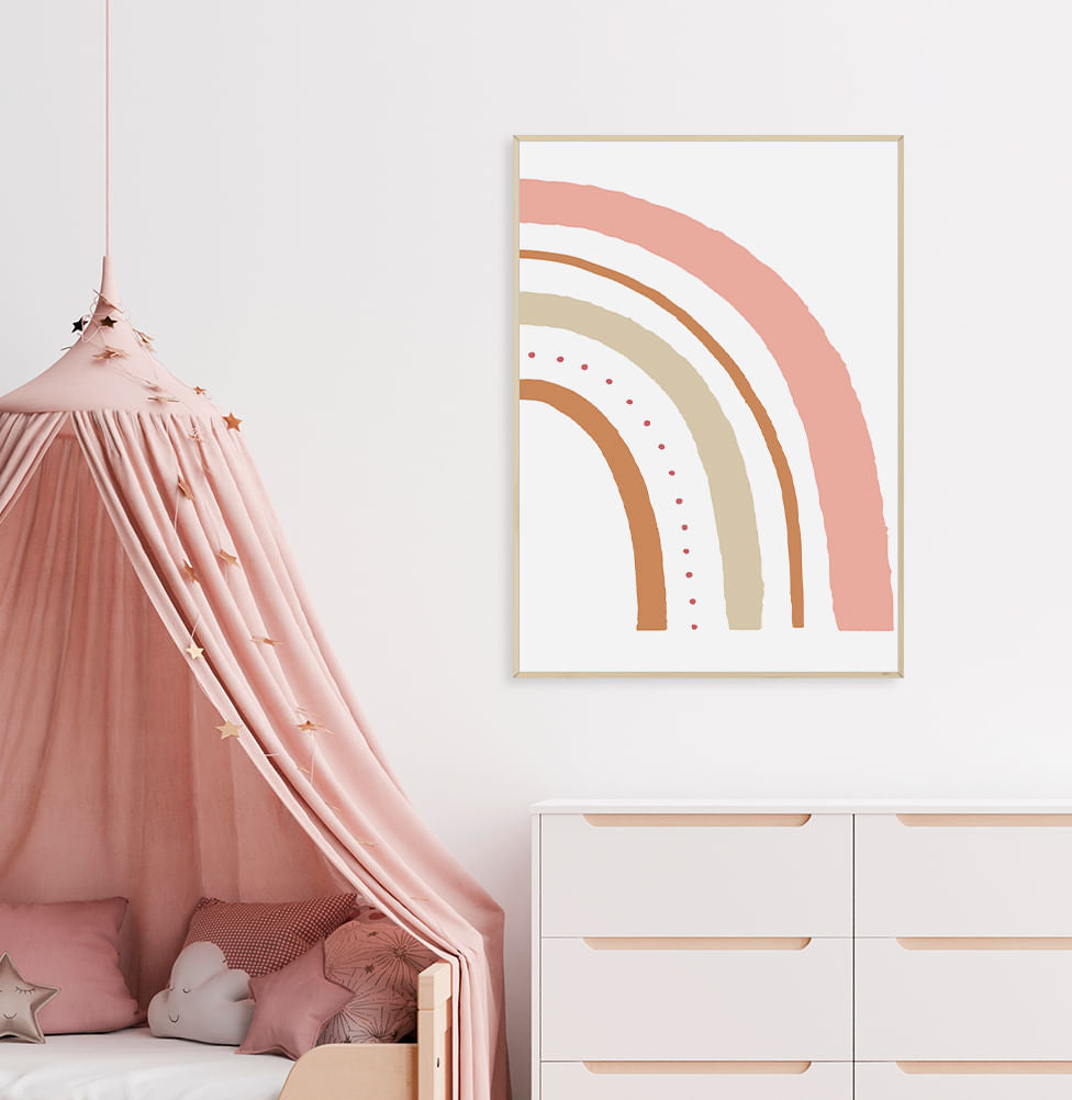 Quadro Infantil Arco Íris Amarelo Direita Cobre - Vertical