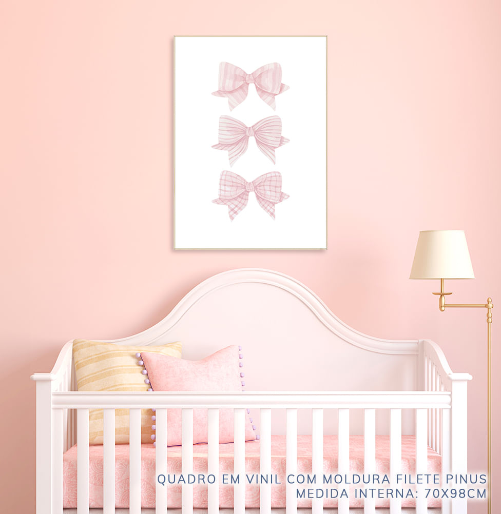 Quadro Infantil Laços e Rosas - Vertical