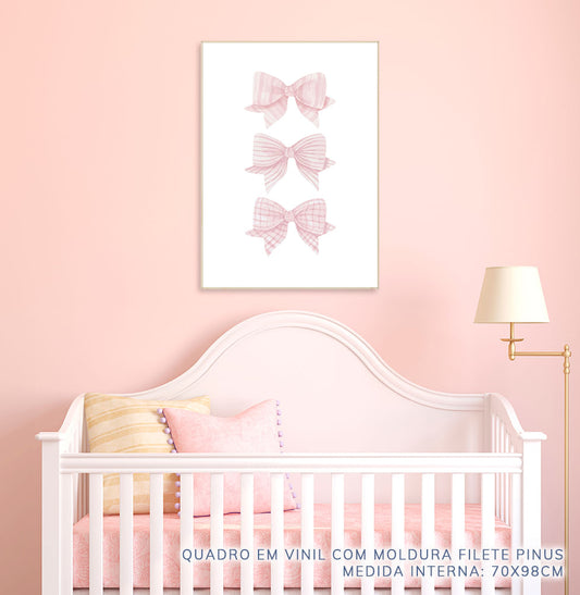Quadro Infantil Laços e Rosas - Vertical