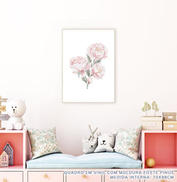Quadro Infantil Rosas Rosa - Vertical