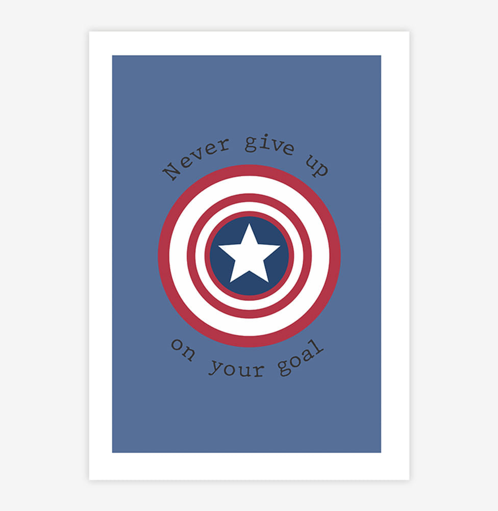 Quadro Infantil Capitão América Azul - Vertical