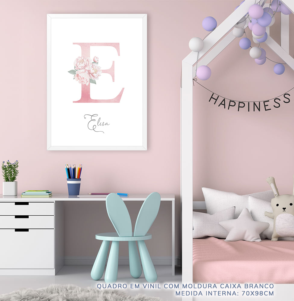 Quadro Infantil Inicial Rosas - Vertical