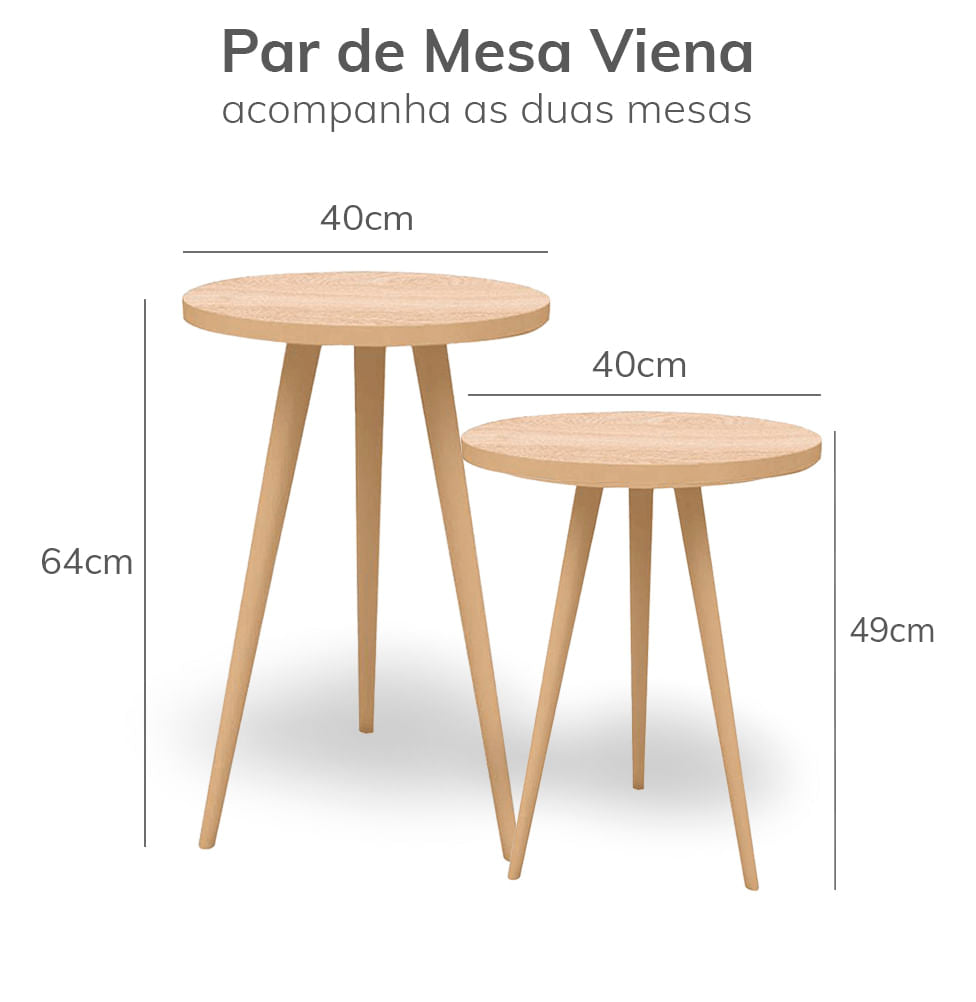 Par de Mesa de Apoio Viena - Carvalho