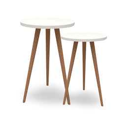 Par de Mesa de Apoio Viena Com Pé Mel - Branco