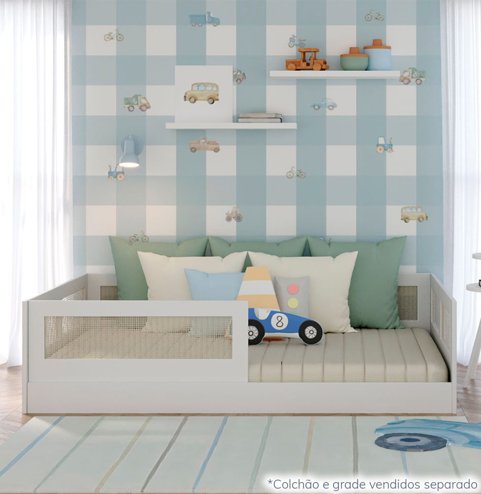 Cama Montessoriana Casal Haus Com Palha - Branco