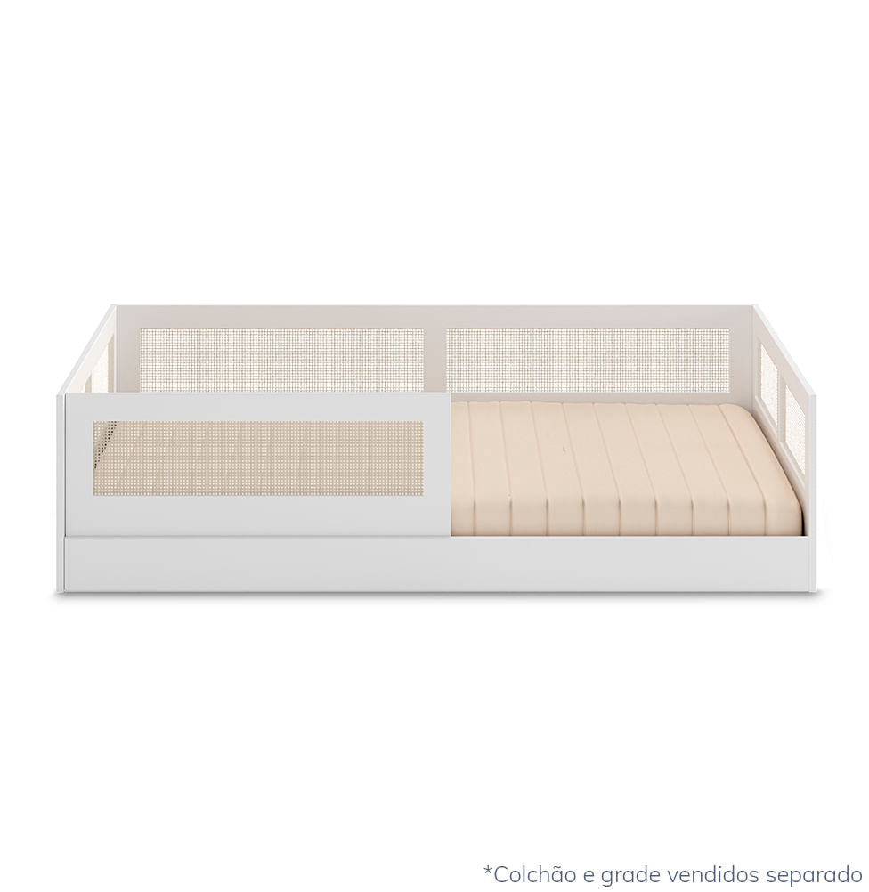Cama Montessoriana Casal Haus Com Palha - Branco