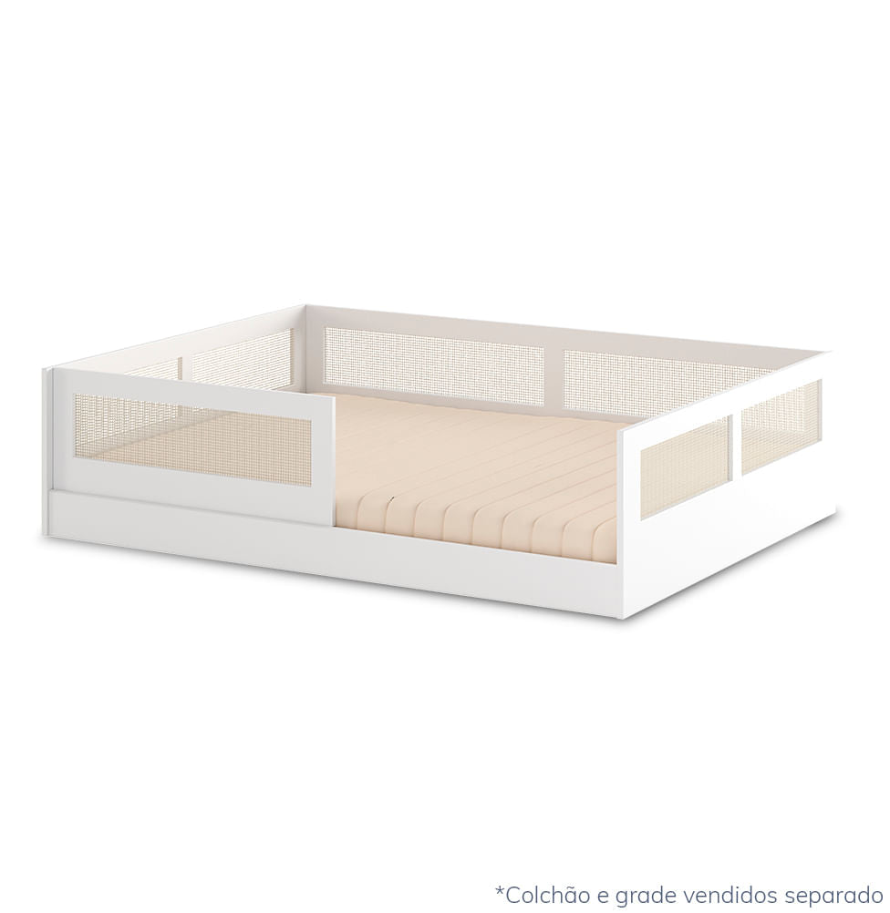Cama Montessoriana Casal Haus Com Palha - Branco