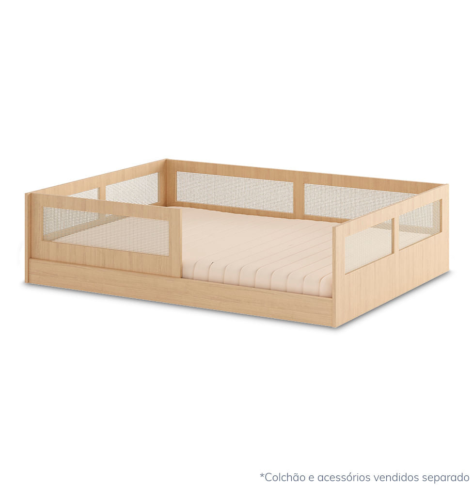 Cama Montessoriana Casal Haus Com Palha - Carvalho