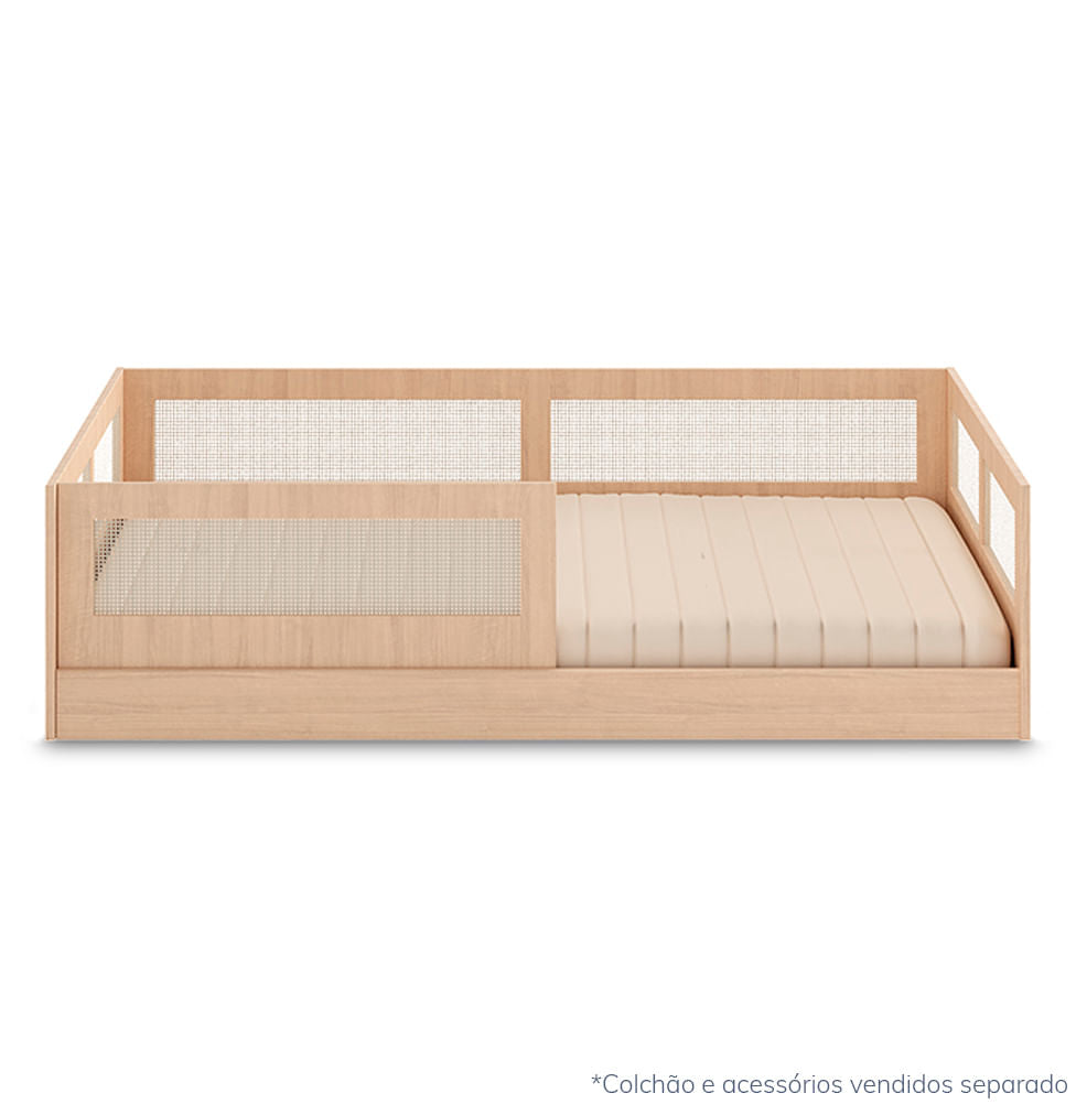 Cama Montessoriana Casal Haus Com Palha - Carvalho