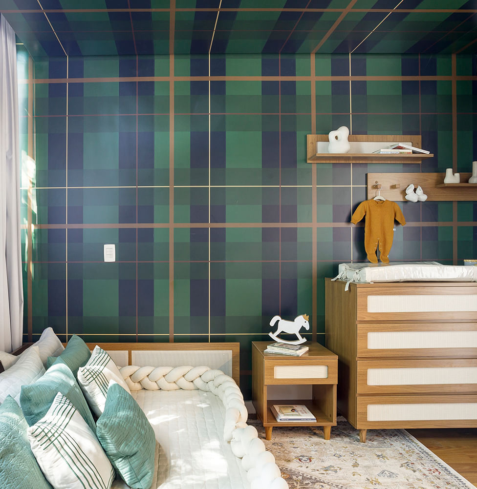 Papel de Parede Infantil Xadrez Polo - Verde