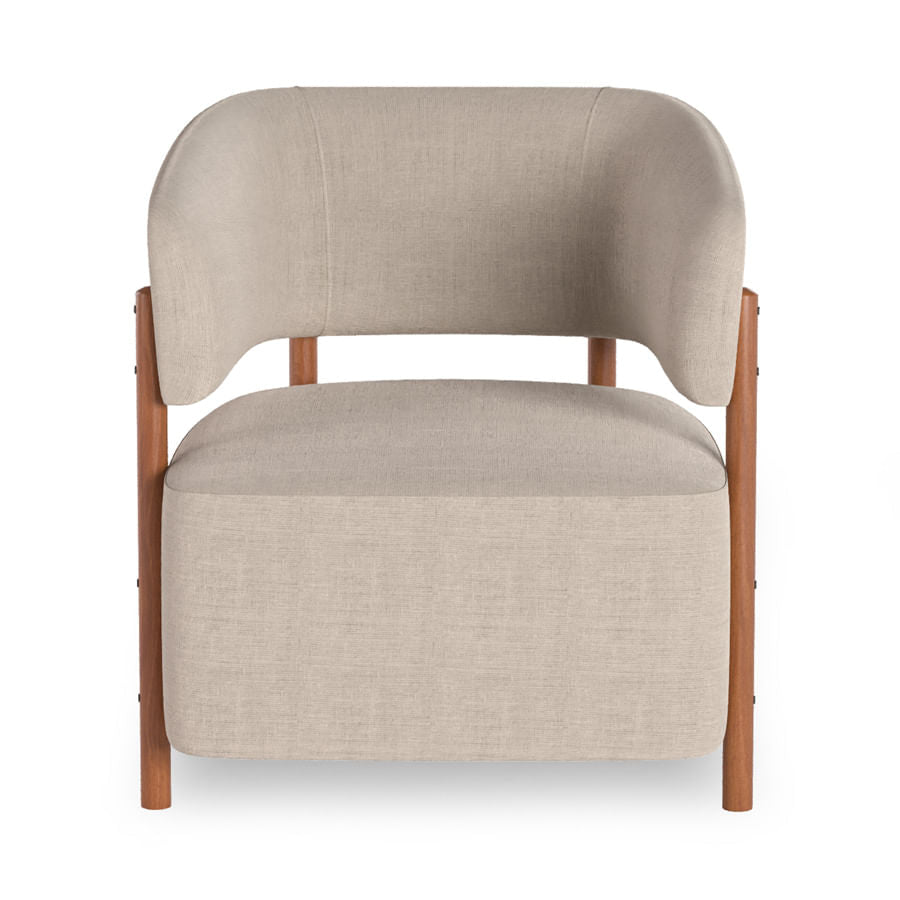 Poltrona Cora Pé Madeira Mel - Bege