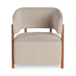 Poltrona Cora Pé Madeira Mel - Bege