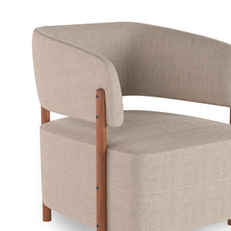 Poltrona Cora Pé Madeira Mel - Bege